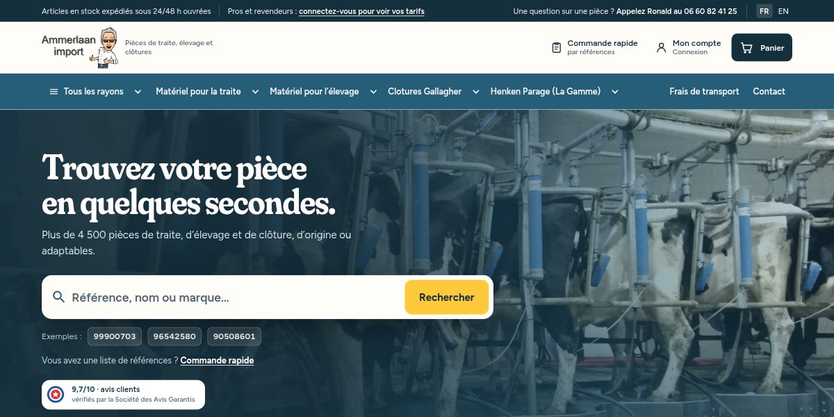 Migration PrestaShop 9 et thème sur mesure pour Ammerlaan Import